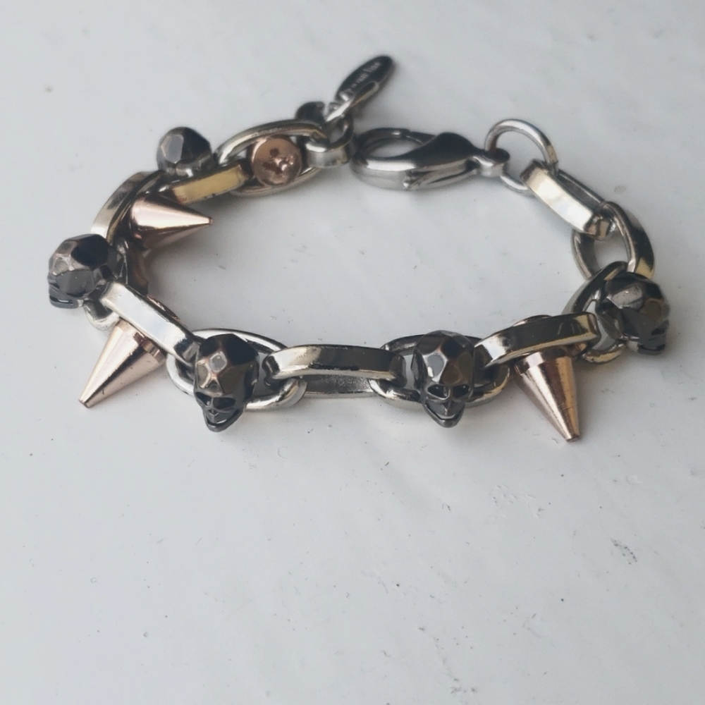 JOOMI LIM SKULL SPIKE BRACELET Rose Gold/Rhodium